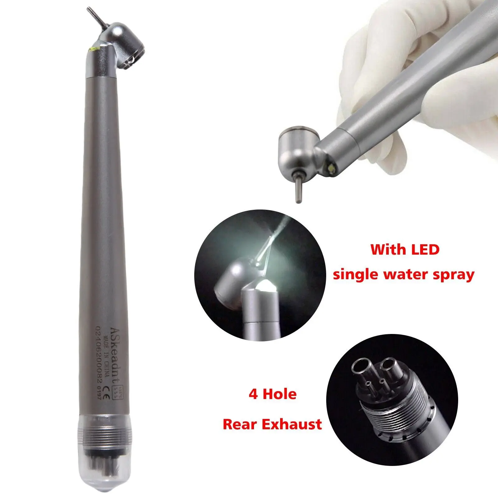 

Dental Fiber Optic LED E-generator 45° Degree High Speed Handpiece 4 Hole fit NSK