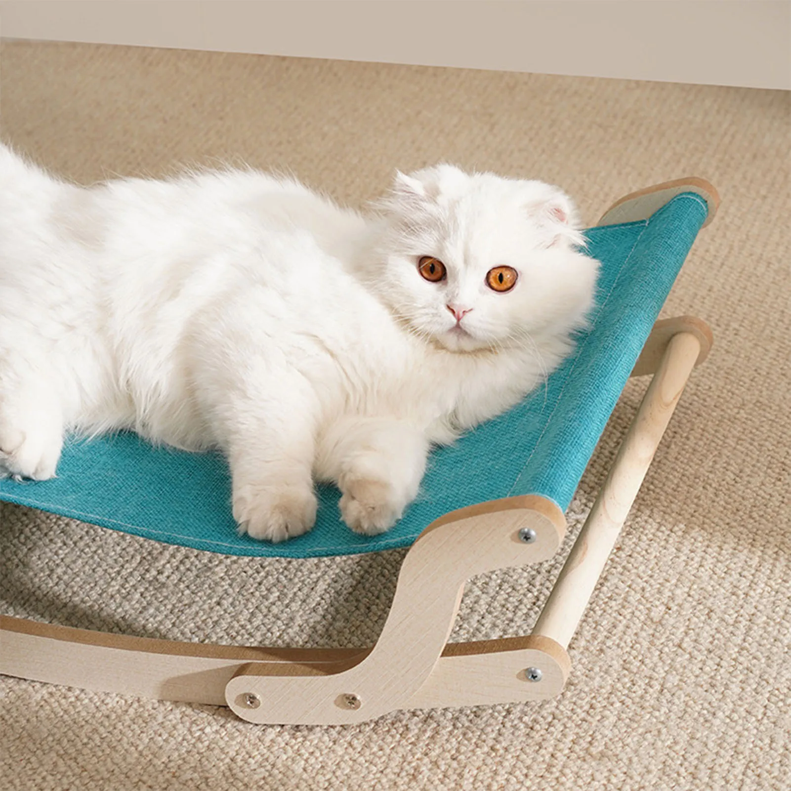 Imagem -04 - Soft Rocking Chair For Pet Hammock Rolling Cradle Swing Toy Frame de Madeira Durável Cat Bed Small Kitten