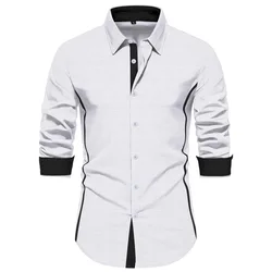 New spring and autumn Men's color Shirts business casual daily street outdoor travel lapel cardigan long-sleeved Tops