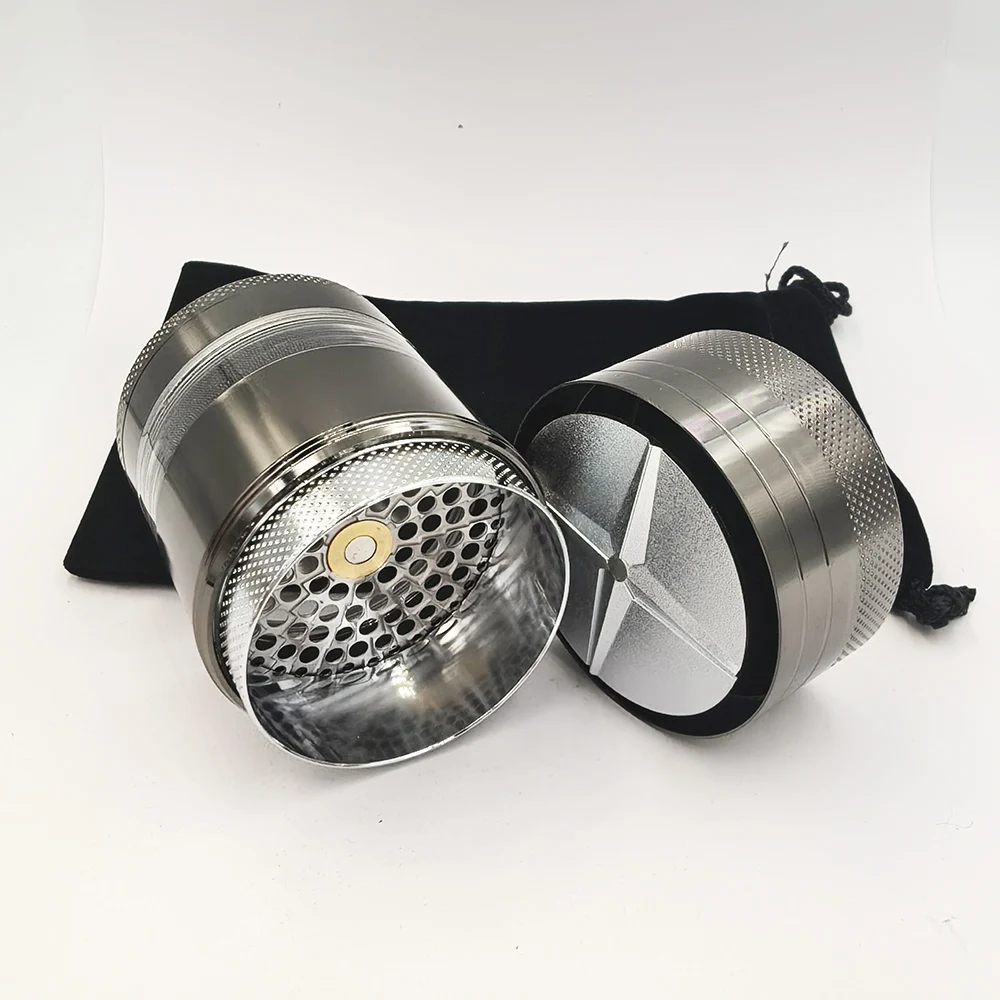 New 55MM Toothless Manual Metal Herb Grinder Spice Crusher Large-capacity Portable Toothless Design Transparent Screen Catcher