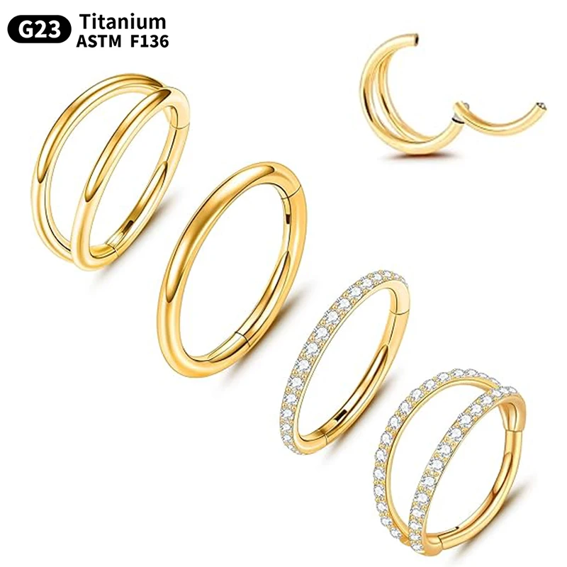 

5/10Pcs Titanium Segment Hinged Nose Hoop Ring Septum Clicker Ear Tragus Cartilage Helix Women's Earrings Body Piercing Jewelry
