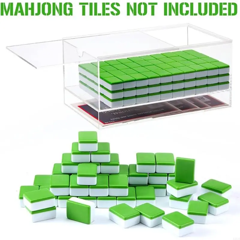 Klare Mahjong-Karten-Aufbewahrungsbox aus Acryl mit staubdichter Abdeckung für die Präsentation und Schutz für Mahjong-Fliesen. – Detail 4