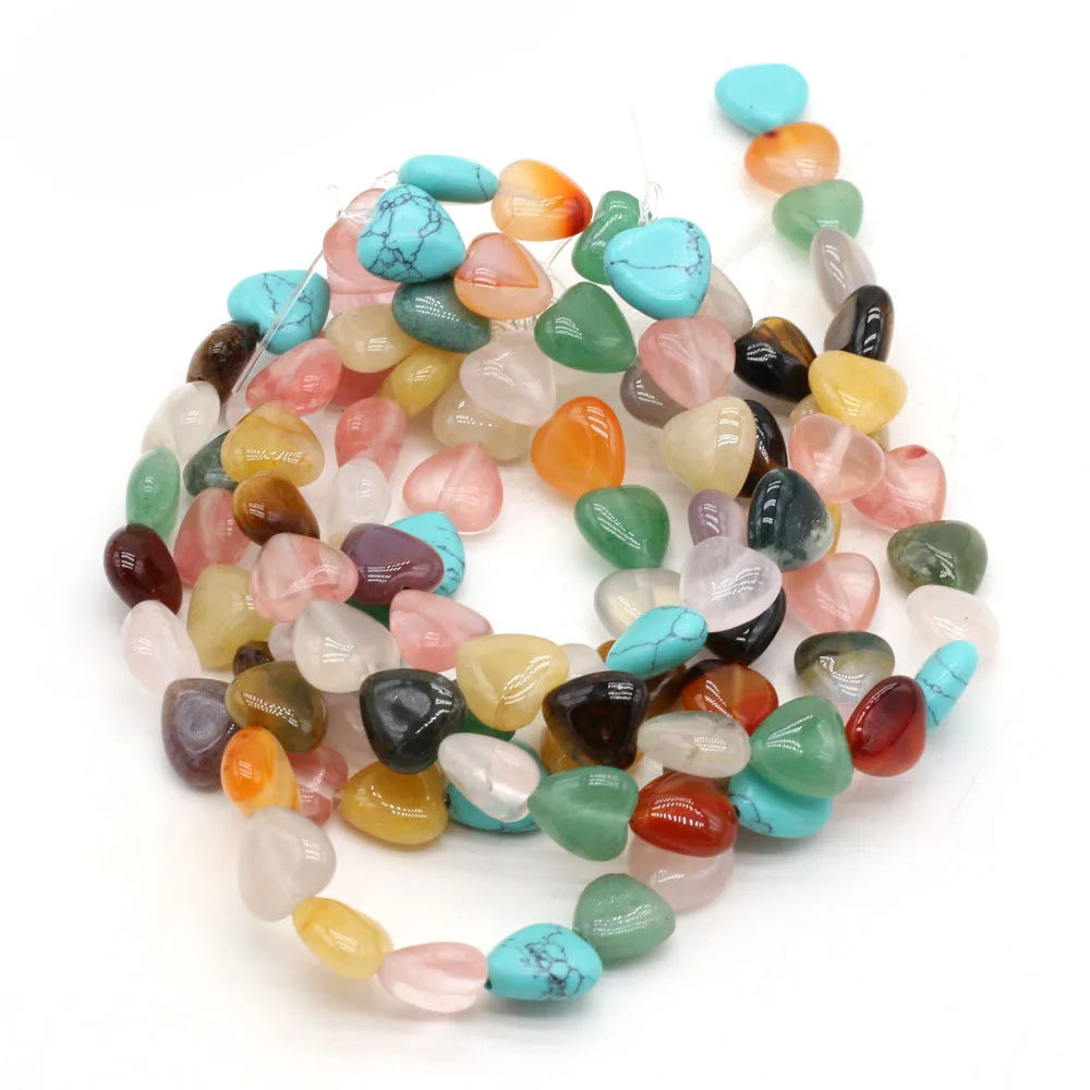 10mm Naturstein Herz Spacer Perlen Kristall Quarz Heilstein Perlen für Schmuck Machen DIY Halskette Armband Zubehör