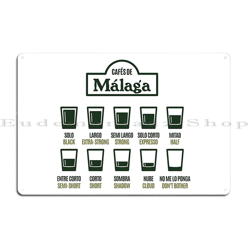 Cafes De Malaga Metal Sign Customize Printing Garage Cinema Decoration Tin Sign Poster