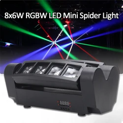 New 8 Eyes Mini LED Beam 8x6W Spider RGBW Beam LED DMX Professional Lighting Stage Disco Party DJ KTV Bar Lights