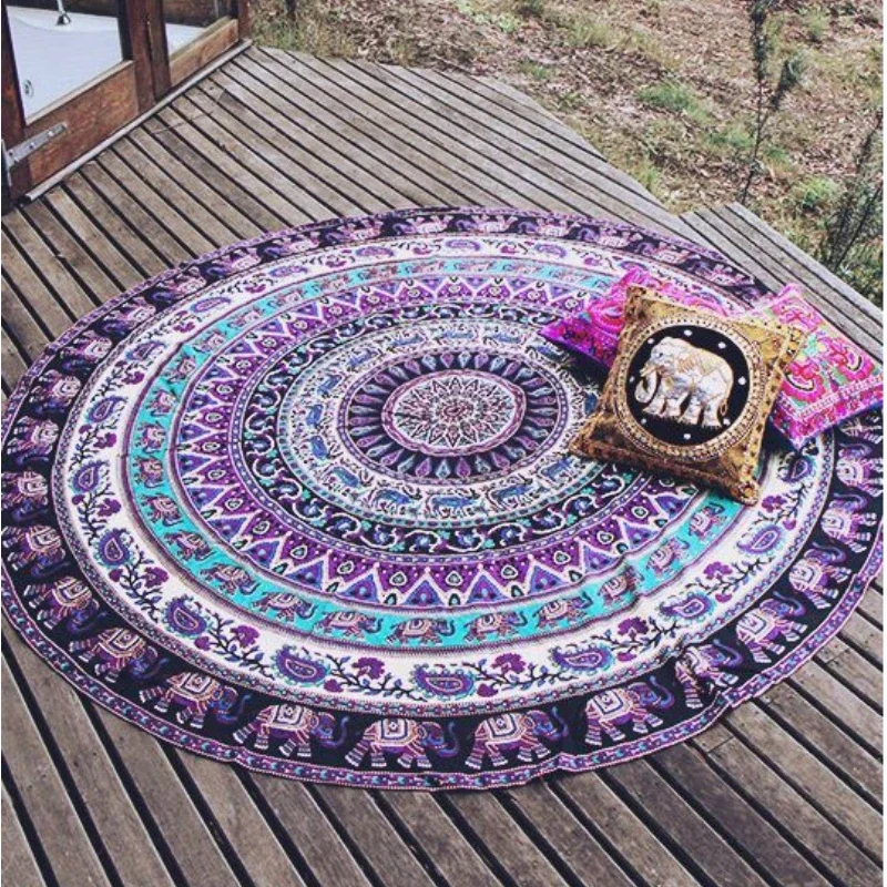 Alfombra de playa de verano, manta bohemia de Mandala, tapiz colgante de pared, ropa de cama, tapiz Hippie indio, manteles, almohadilla para