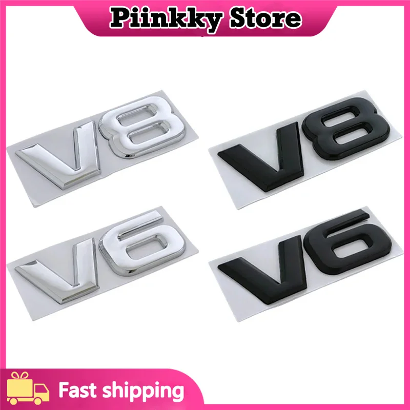 3d Metal Chrome V6 V8 Logo Decals For Camry Land Cruiser Highlander Fender Trunk V8 V6 Emblem Badge Sticker Accessories