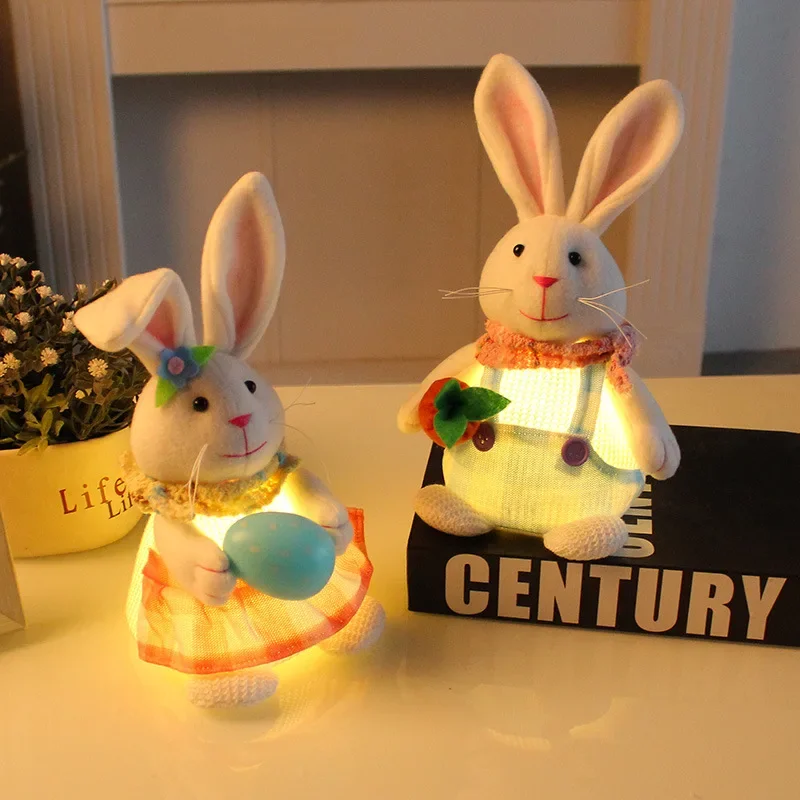 Easter Bunny Toy Cartoon Cute Radish Light Up Rabbit Table Decoration