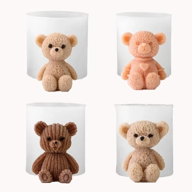 DIY Scented Candle Making Mould 3DMini Bear Silicone Mold Ice Cube Chocolate Baking Mold Cake Decor Handmade Craft Supplies tool