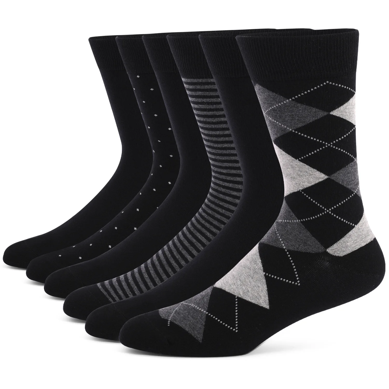 Mens Dress Socks Plus large Size High Quality Combed Cotton Crew Socks Black Cool Argyle Breathable Casual Socks for Men 41-48