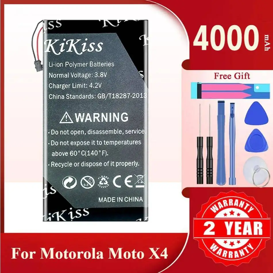 KiKiss Battery For Motorola MOTO X4 XT1900-1 XT1900-2 XT1900-3 XT1900-4 XT1900-5/6/7,HX40,4000mAh