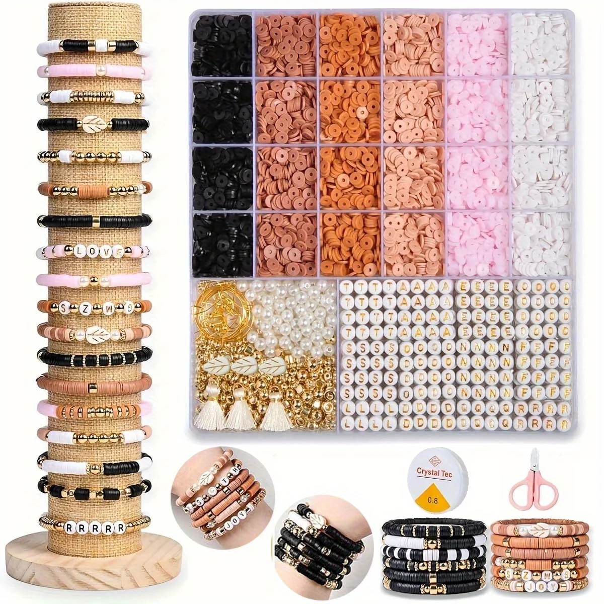 

Набор из 4800 ретро-бусин из глины в богемном стиле + подвески-буквы, подходит для браслетов ручной работы, украшений, подарков