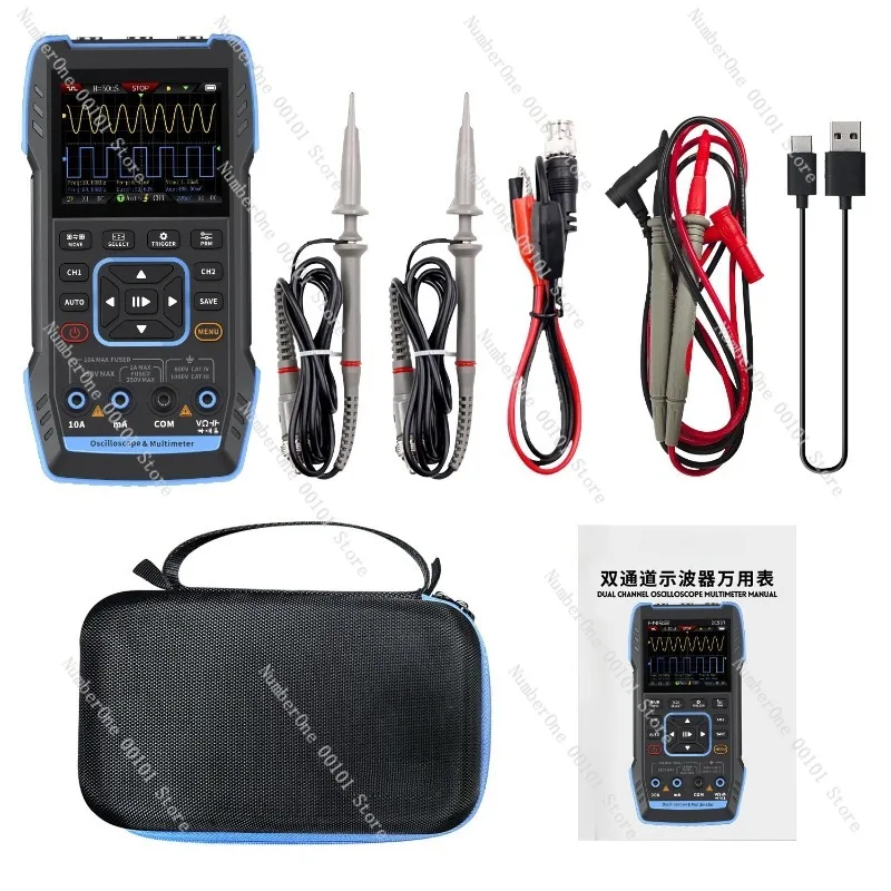 

2C53T Dual Channel 50M Digital Oscilloscope Multimeter Signal Generator 3-in-1 Portable Scope Meter DDS Waveform Generator