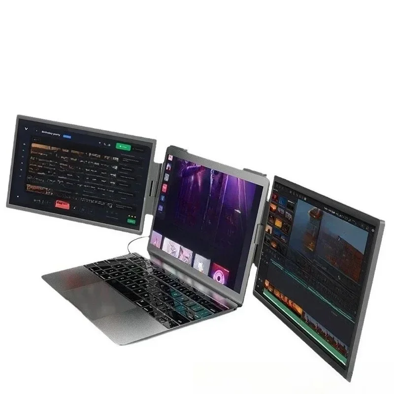 14-Inch dual-screen portable monitor laptop with wall-mounted external expansion screen