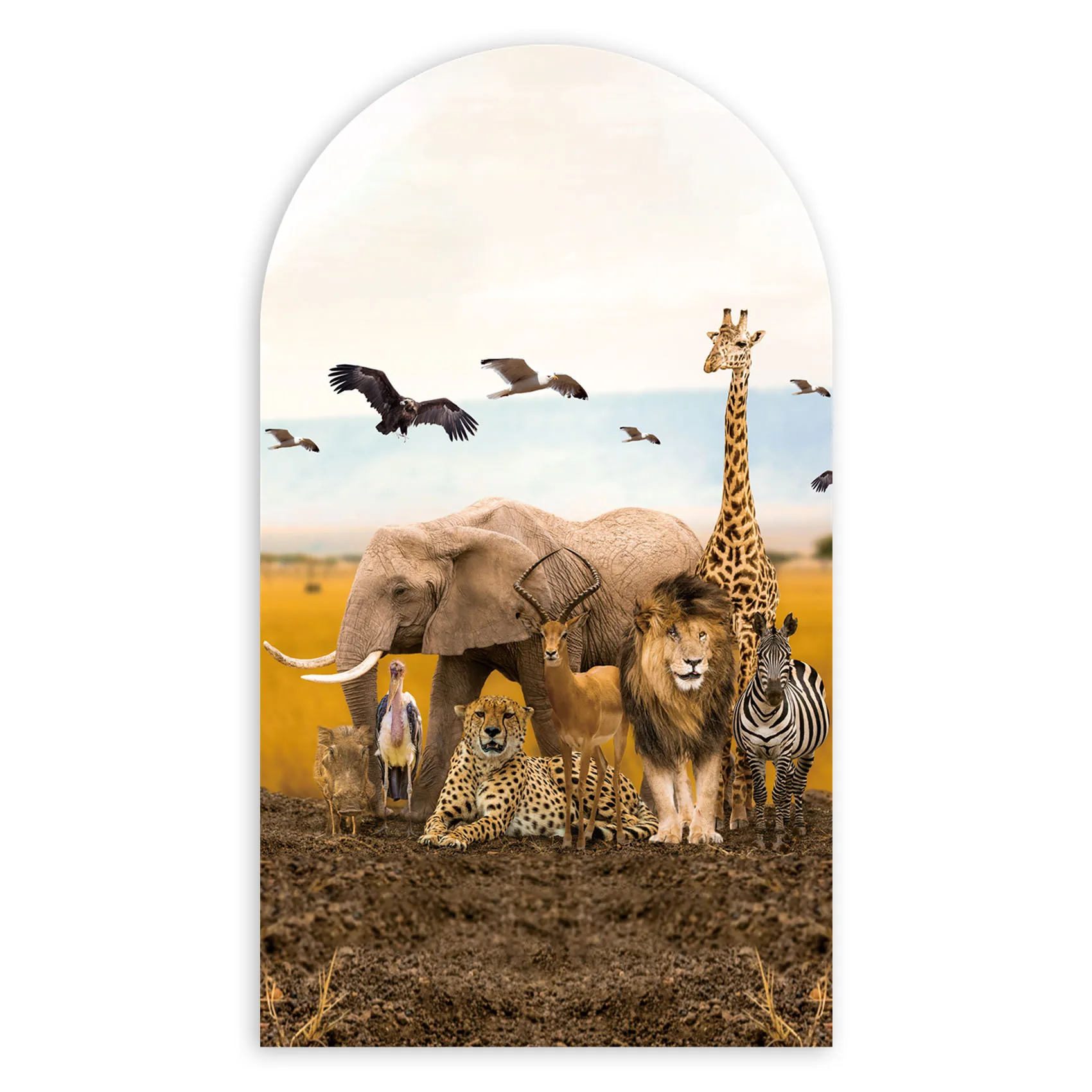 

Safari Africa Arch Backdrop Cover Elastic Fabric Baby Shower Birthday Party Decorations Background GX-2241