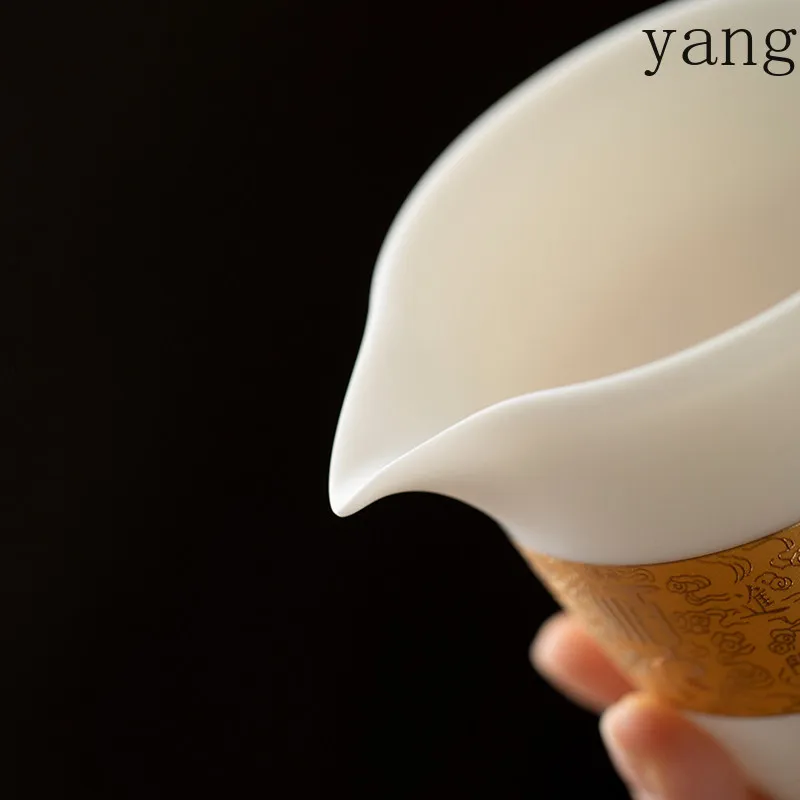 LMM suet jade white porcelain gold-painted fair cup poured teacup ceramic tea sea high-grade uniform cup