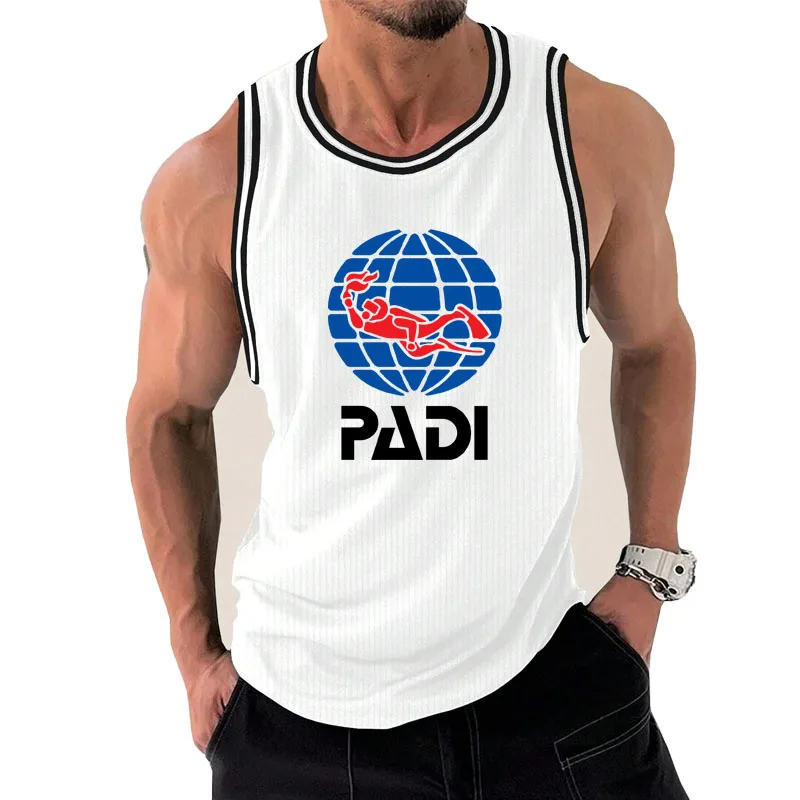 Outdoor T-shirt sleeveless shirt Novelty vest Scuba Driver Padi print Mens fitness gyms Tank top summer breathable men's vest