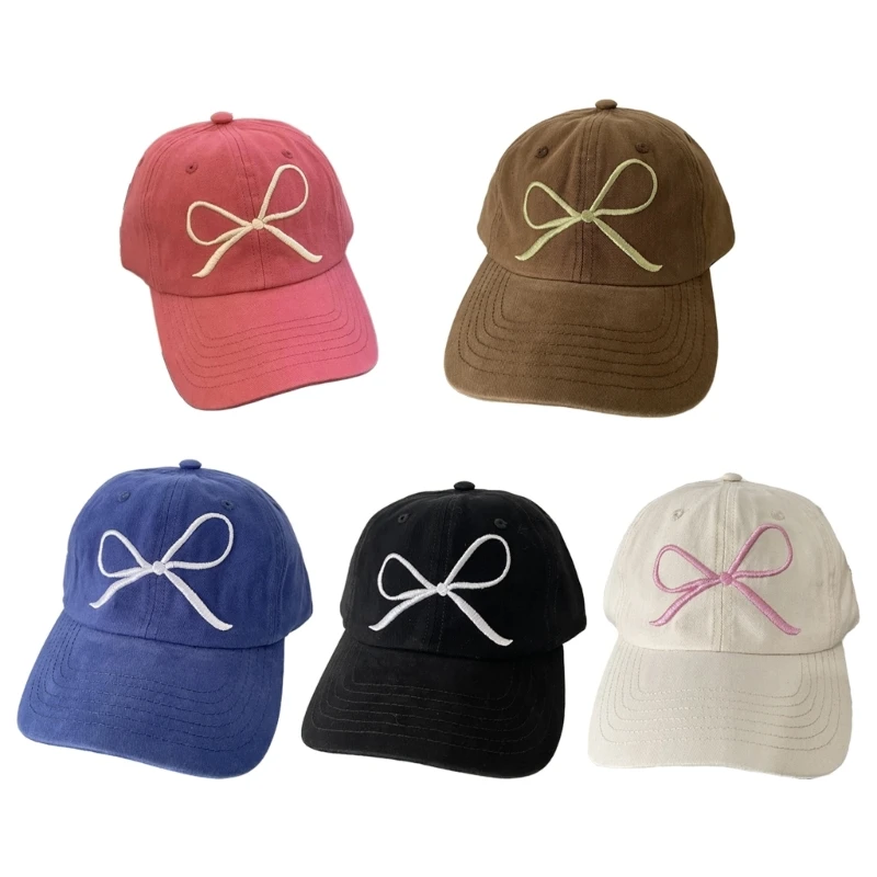 

Kpops Baseball Caps for Girl Embroidery Bows Hat Windproof Summer Baseball Hat Spring Caps Ponytail Hat Girlfriend Gift Dropship