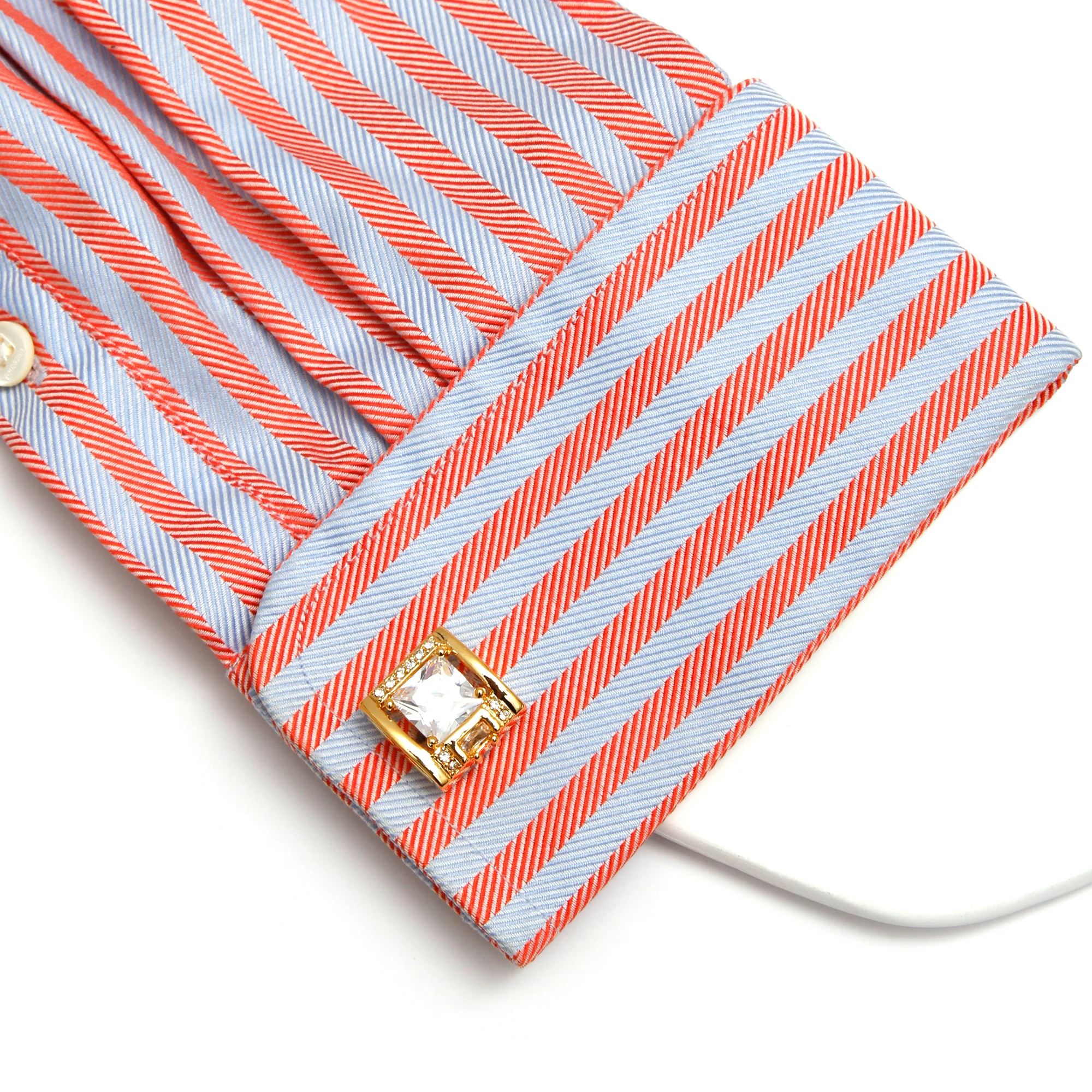 أزرار أكمام للرجال XK23039 فاخر الزركون النحاس الذهب اللون فستان لطيف قميص أزرار أكمام مجوهرات الزفاف