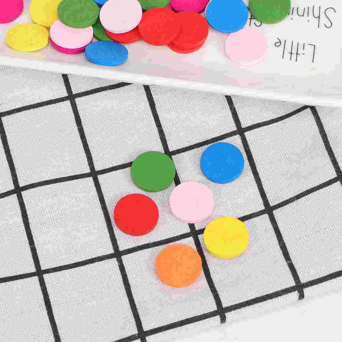 50pcs Round Wood Piece Colorful Disc Learning Tools Pupils Mathematics Teaching Aids for Kid Child Girl (Mixed Color)