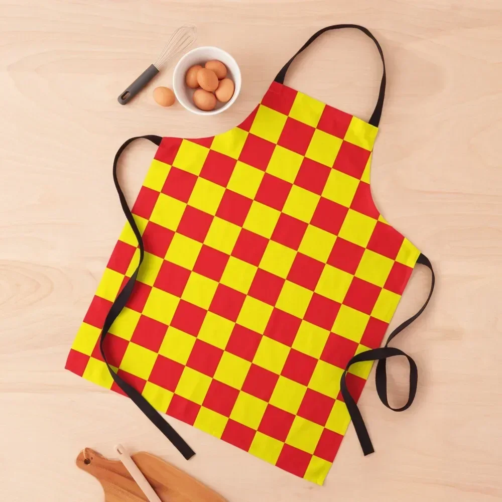 

Checkered Yellow and Red Apron bib Goods For Home And Kitchen New year's Women's Dress Apron