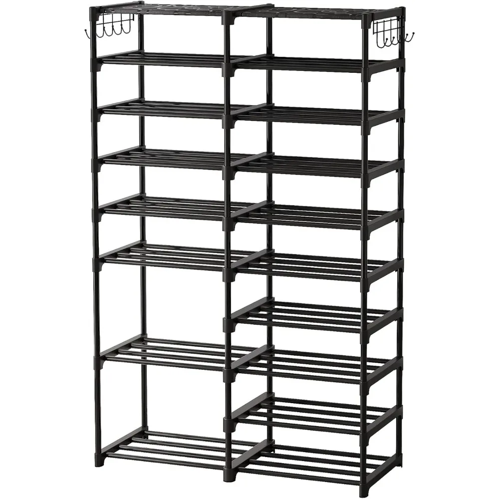 

Shoerack Stackable Tower Modern Shoe Rack 10 Tiers Stand 36-44 Pairs Storage Shelf Boot Organizer With 2 Hooks for Closet Living