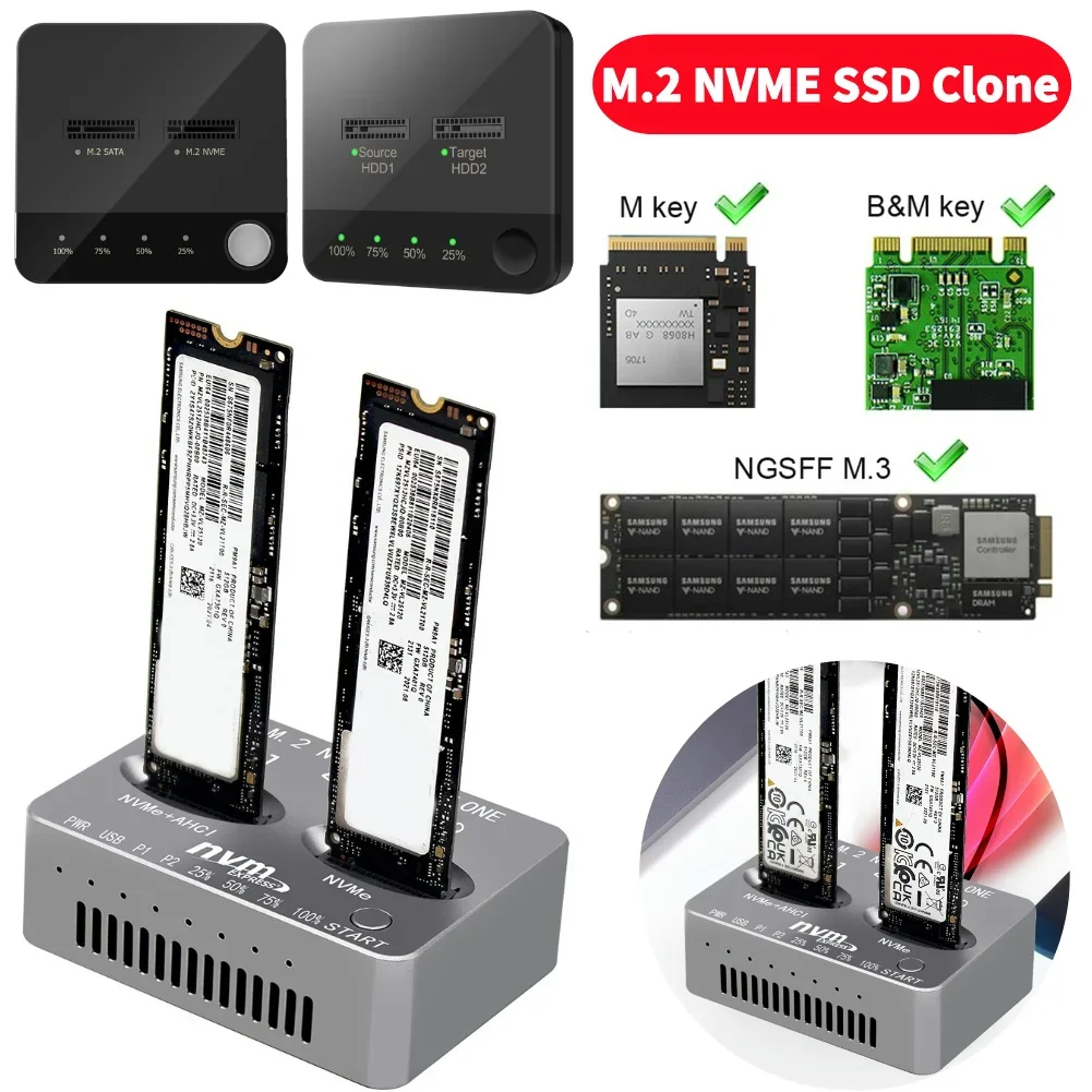 

Dual-Bay External Hard Disk Box Gen2X 20Gbps M.2 SSD Enclosure M/B M Key Solid Disk Case M.2 M.3 NVME PCI-E for M2 SSD M Key SSD