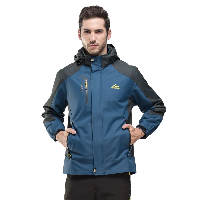 Herren-Herbst-Wanderjacke mit Kapuze, abnehmbar, wasserdicht, leicht, Regenmantel, Trekking, Outdoor, Camping, lässige Sportbekleidung – Detail 15