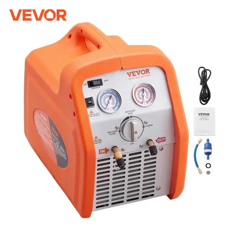 

VEVOR 1HP Refrigerant Recovery Machine Dual Cylinder Portable with High Pressure Protection for Refrigerant Car Air Conditioning