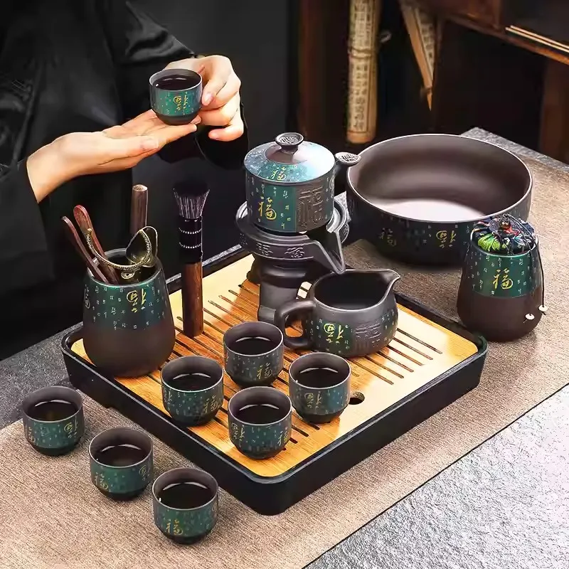 

Fine lazy tea set home tea pot purple sand automatic kung fu tea set tea cup small set of anti-ironing tea maker 52