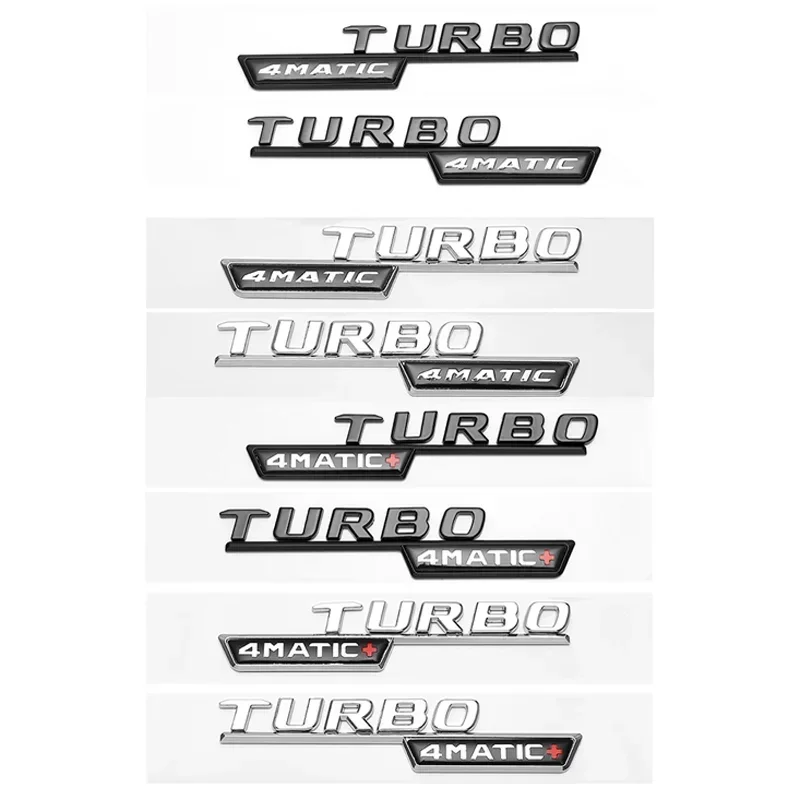 3D Flat Fo Turbo 4matic 4matic+ Plus Emblem for Mercedes Benz AMG GT E53 GLE53 A35 A45 CLA35 CLA45 GLA45 Car Fender Side Sticker