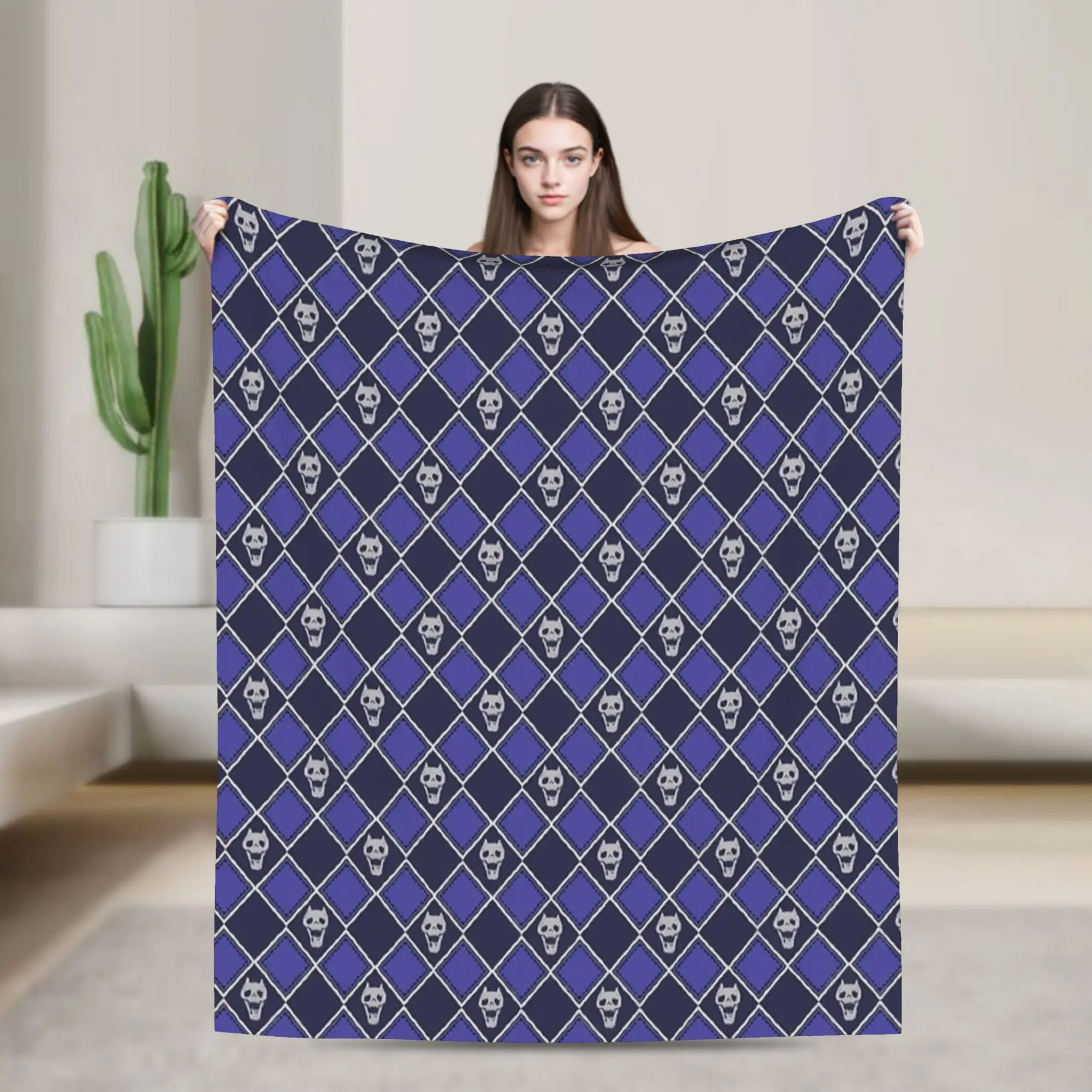 JOJOs Bizarre Adventure Blankets Flannel  Japanese Anime Warm Throw Blanket for Bedroom Sofa Bedroom Quilt