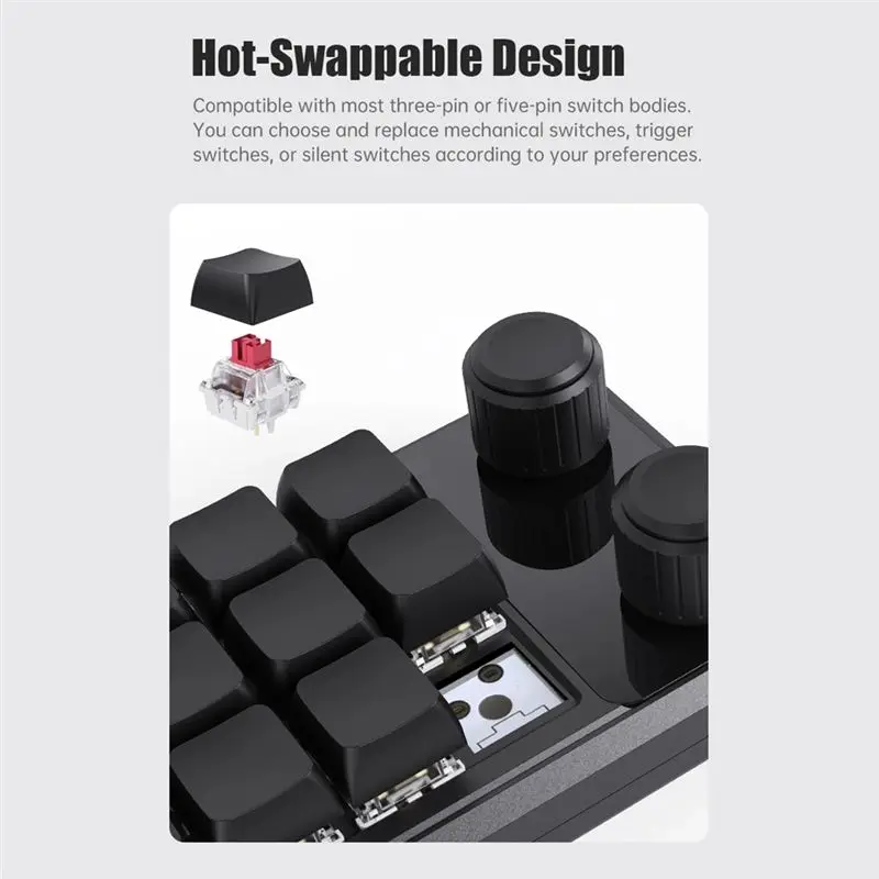 AY14 -Programming Macro Custom Wired Keyboard RGB 12 Key Copy Paste Button Mini Gaming Keypad Hotswap Macropad