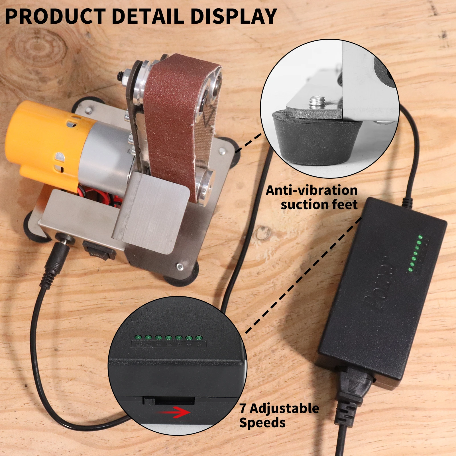 Minilijadora eléctrica con regulación de velocidad, amoladora de pulido de correa multifuncional para afilar cuchillos, Tool110-220V de molienda DIY