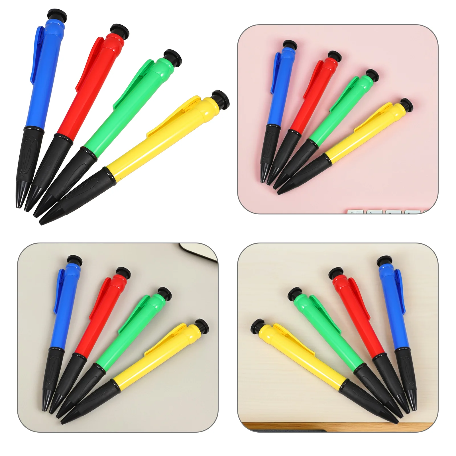 4 Giant Ballpoint Pens Comically Large Size Smooth Writing Funny Photo Props Novelty Cartoon Pens for Parties Offices