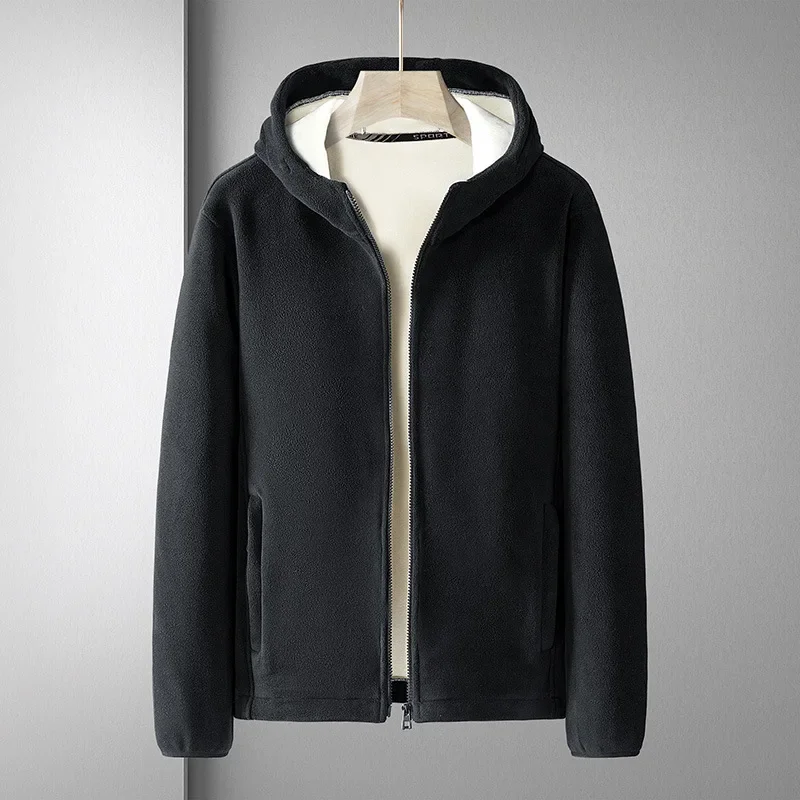 

2026 New Winter Basic Thick Warm Hoodie Men Zip Up Polar Fleece Sweatshirts Plus Size Solid Casual Thermal Hoody Jacket 7XL 8XL