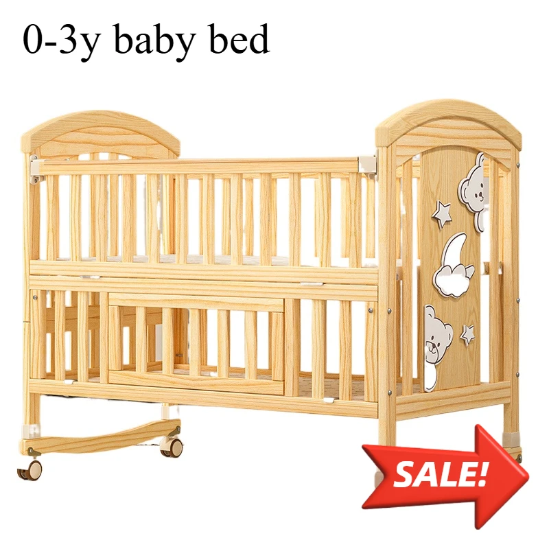 Solid Wood Baby Sleeping Bed Newborn Bed BB  Pine Children's Bed Suitable for 0-3 Years Old