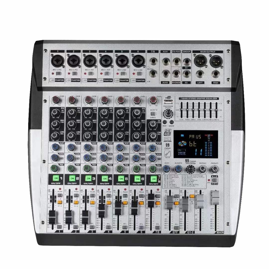 

Cross-border seven-segment balanced 99 reverberation effect for bars KTV outdoor wedding stage professional mixer MT