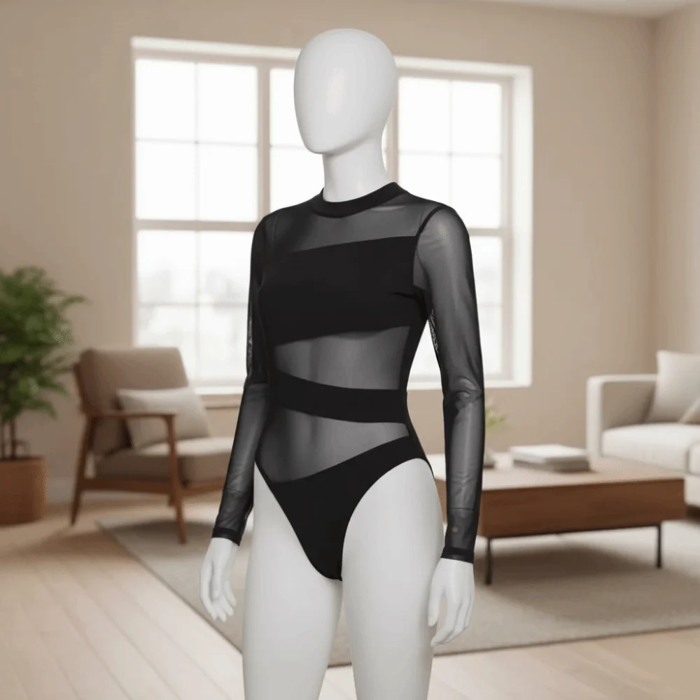 

Transparent Long Sleeve Lace Jumpsuit Seamless Romper Mesh Thin Shapewear High Waist Long Sleeve Slim Fit Bodysuit Gifts