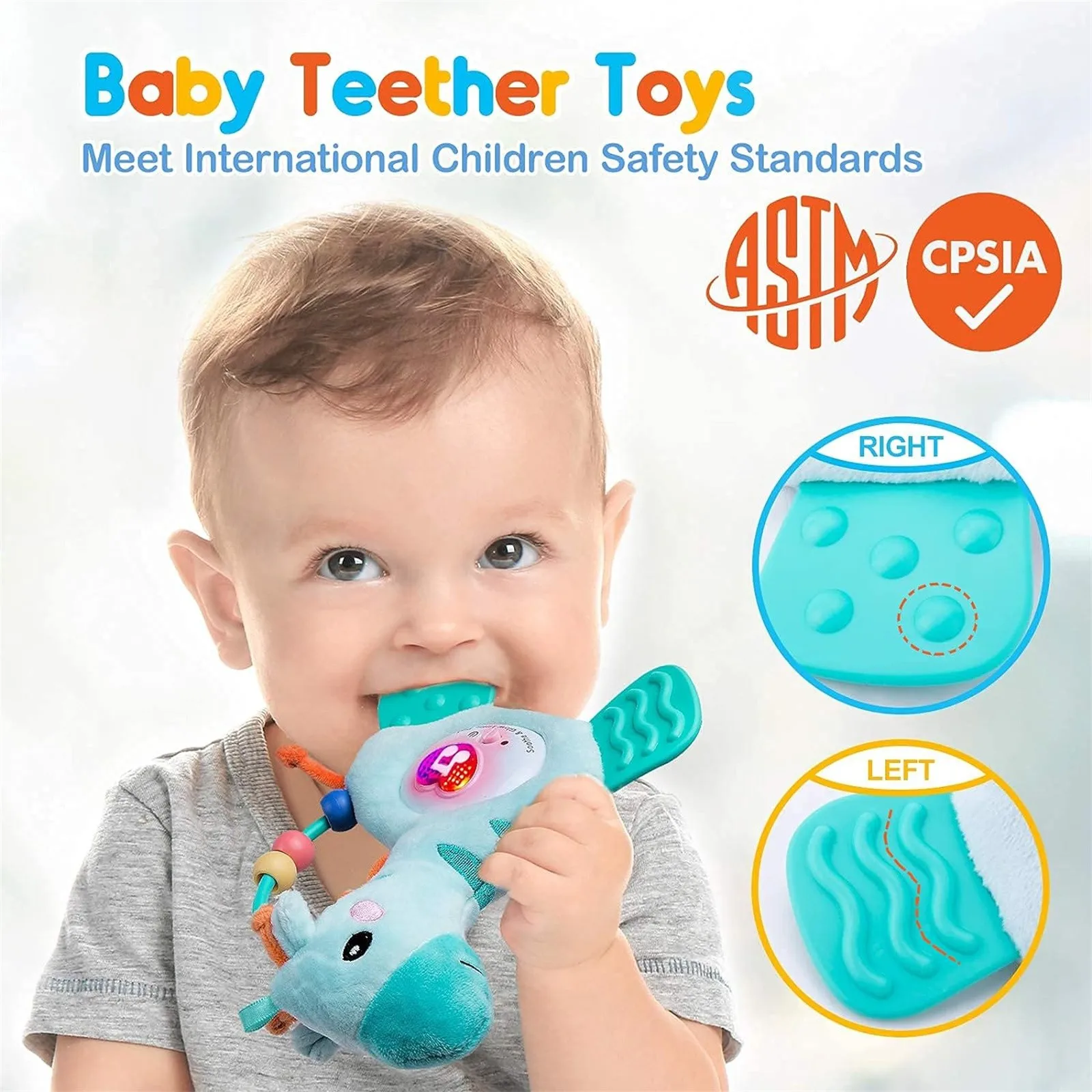 Juguetes de peluche para recién nacidos, juguete para la dentición del bebé, juguetes para bebés de 0 a 6 meses con mordedor, cochecito de bebé, juguetes eléctricos interactivos y juguetes para cuna, muñeca de peluche