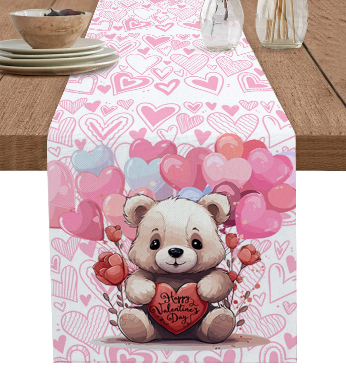 Valentine'S Day Balloon Love Doll Bear Table Runners Coffee Tablecloth Wedding Decoration Modern Home Party Table Mats