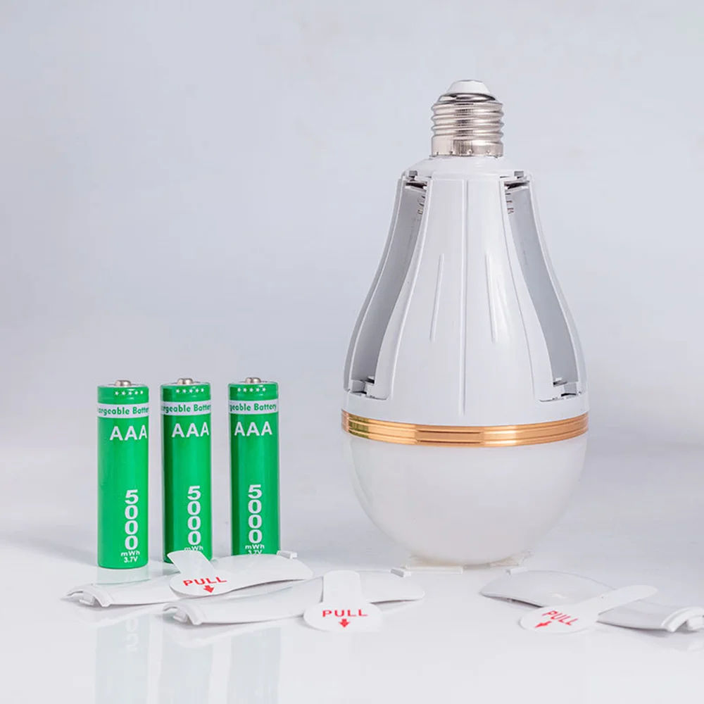 Bombilla LED de emergencia desmontable, iluminación de emergencia portátil con batería de litio 18650, 15W, para uso doméstico y exterior, mercado