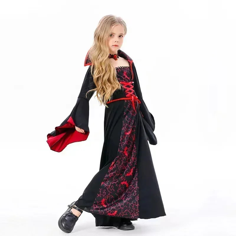 Girls Halloween Ghost Bride Costume Vampire Dress Up Child Evil Terror Vampiress Role Play Carnival Party Cosplay Outfits image 3