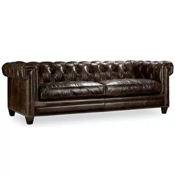 Chesterfield-sofá Seccional de cuero auténtico de grado superior, sala de estar, estilo americano, cera de aceite, 3 plazas