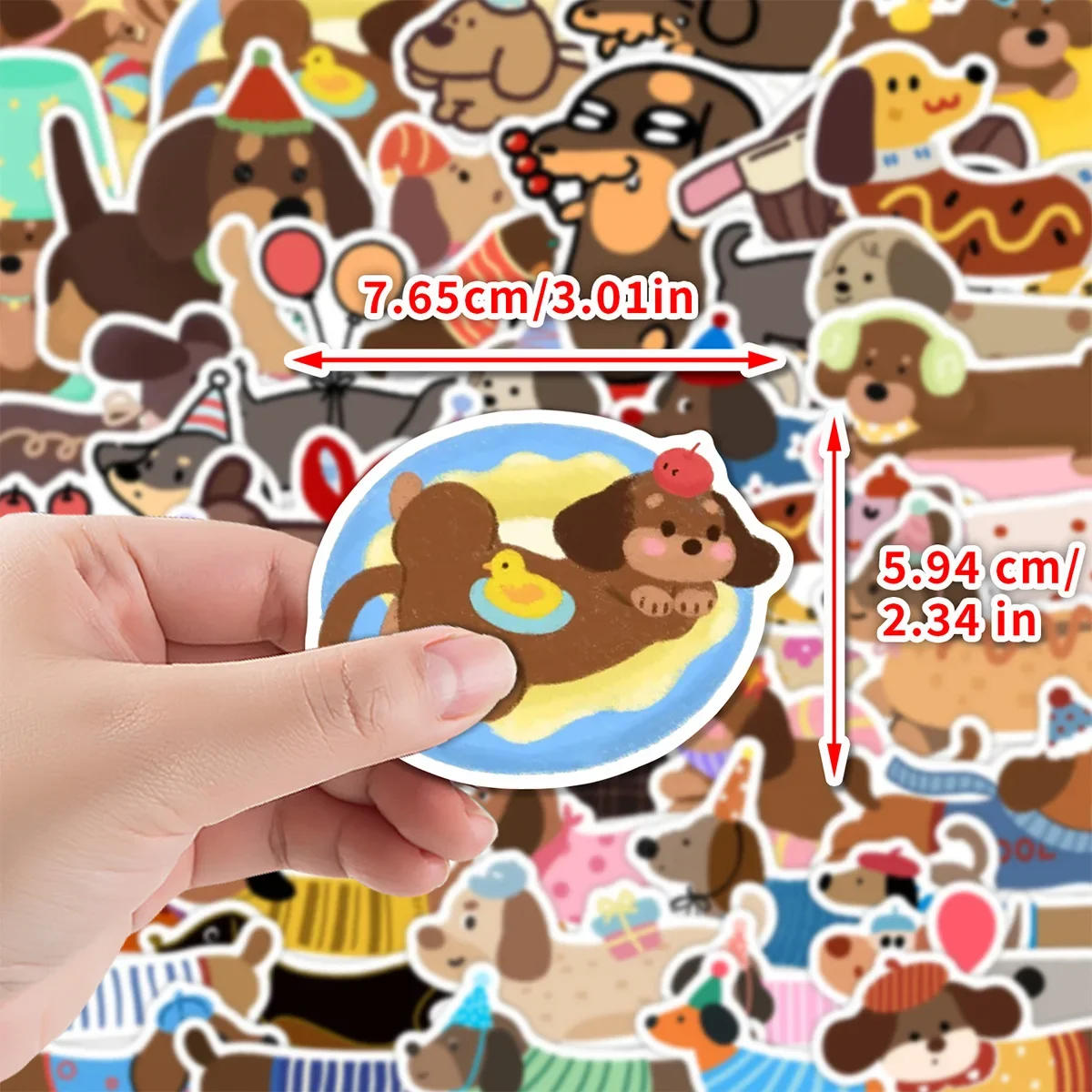 5 PCS Randomly Dachshund DOG DIY Laptop Stickers Scooter Stickers Computer Tablet Cartoon Ipad Luggage Decorations