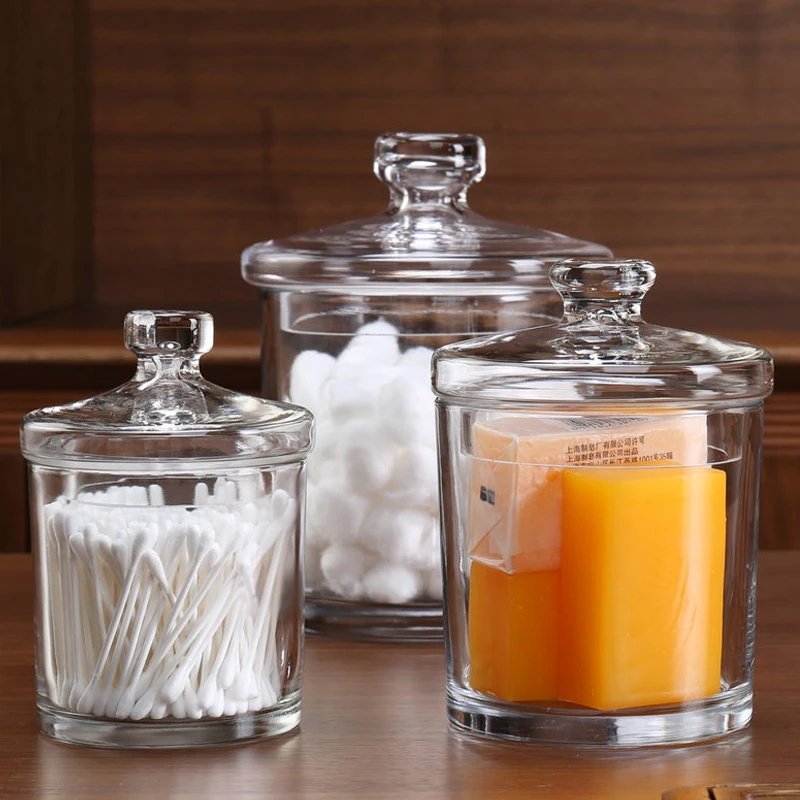 

Thickened European Glass Tank Storage Transparent Candy Kitchen Storage Sanitary Swab Storage Accessories