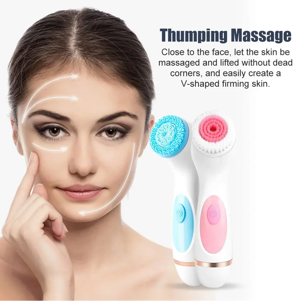 Electric Cleansing Brush 3 In 1 Sonic Rotating Cleansing Brush Galvanic Facial Spa System Deeply Clean Remove Blackheads Tool