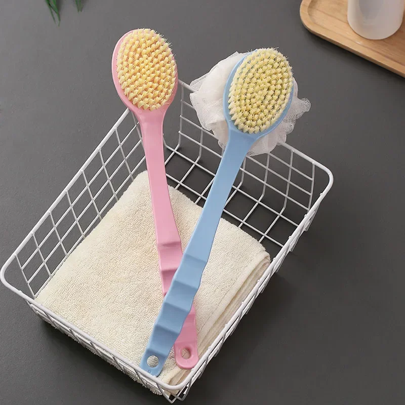 2 In 1 Back Bath Brush Body Exfoliating Scrubber Long Handle Soft Hair Bath Brush Massage Shower Foam Bath Brush Scrubber Brush