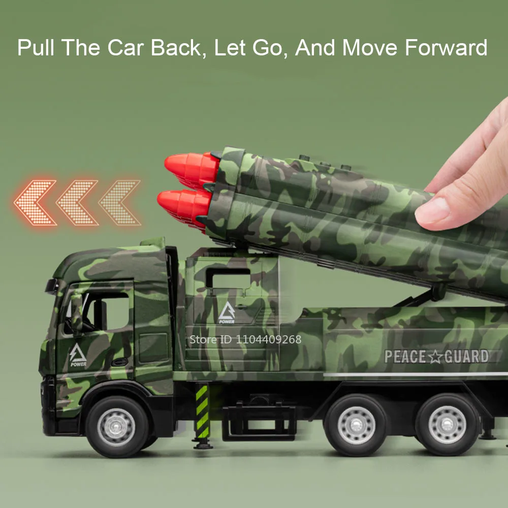 1:32 صاروخ صاروخ قاذفة الطائرة بدون طيار إطلاق نموذج سيارة لعبة معدنية دييكاست ضوء الصوت المركبات العسكرية اللعب نماذج الأولاد الهدايا #4