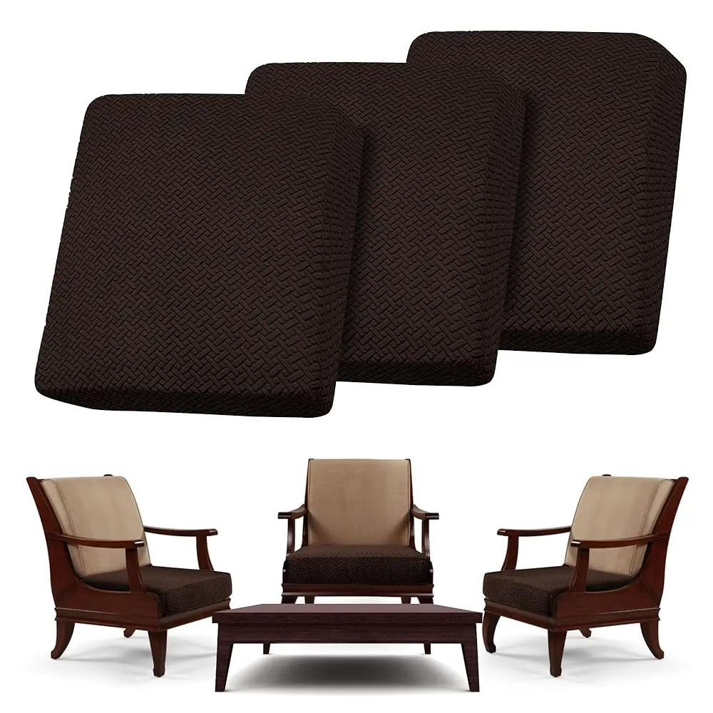 

3Pcs Stretch Patio Cushion Covers - Replacement Slipcovers For Sofa Seat & Outdoor Furniture